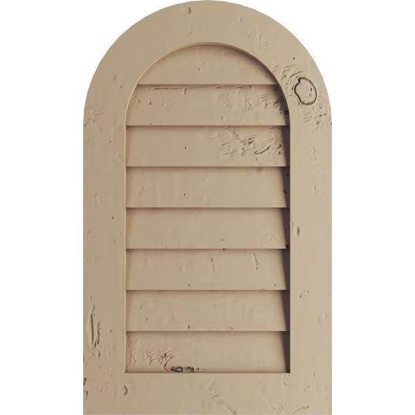 Timberthane Knotty Pine Round Top Faux Wood Non-Functional Gable Vent, Primed Tan, 40